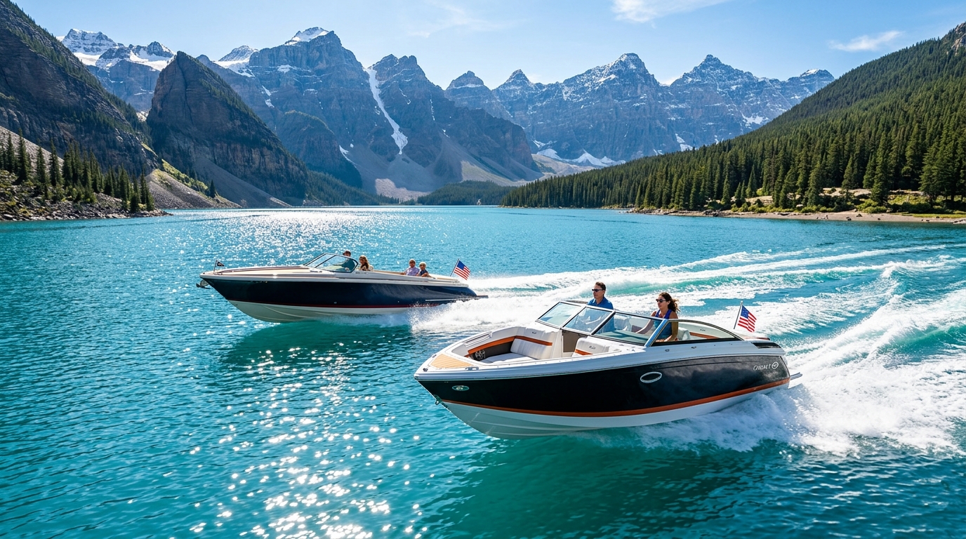 Luxury sport boat cruising in Utah waters
